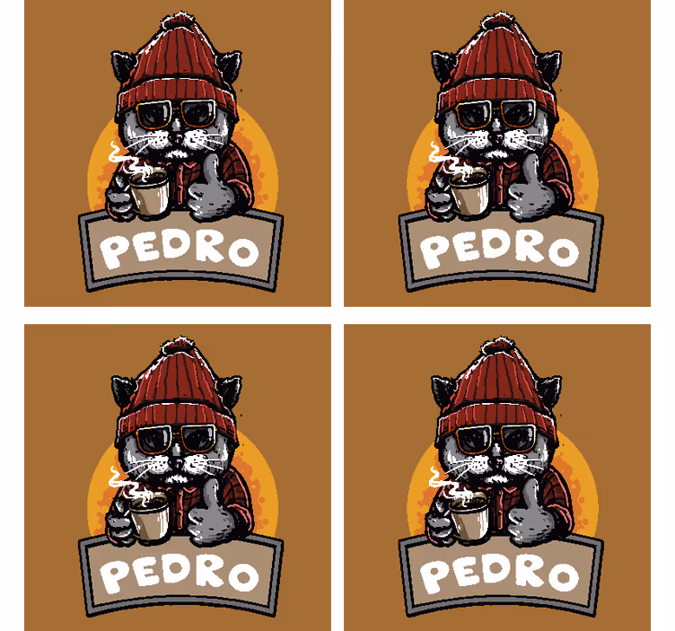 Posavasos frikis gato cool con café - TenVinilo
