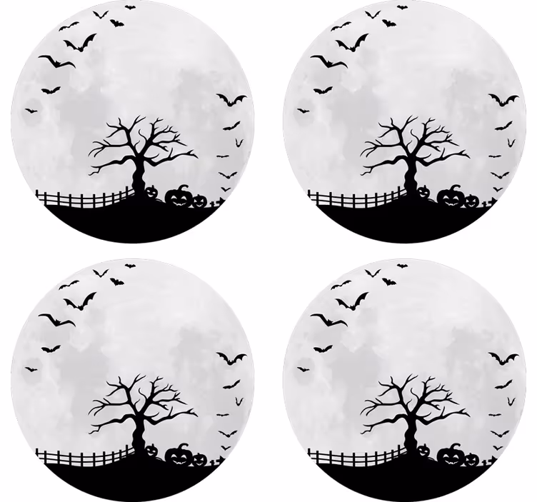 Posavasos halloween silueta de Árbol espeluznante - TenVinilo