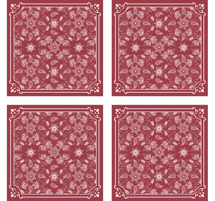 Posavasos vintage diseño de azulejo floral - TenVinilo