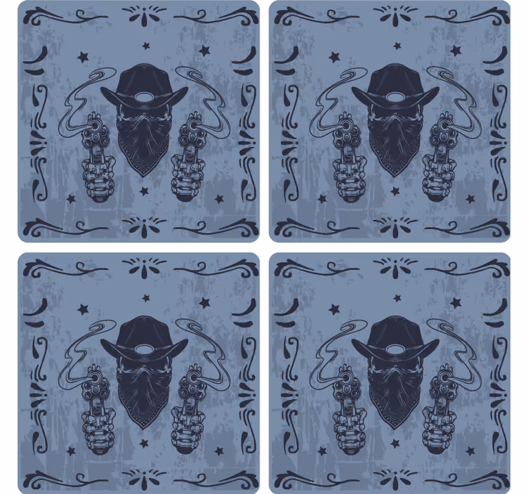 Posavasos cowboy cráneo vaquero con revóleres - TenVinilo