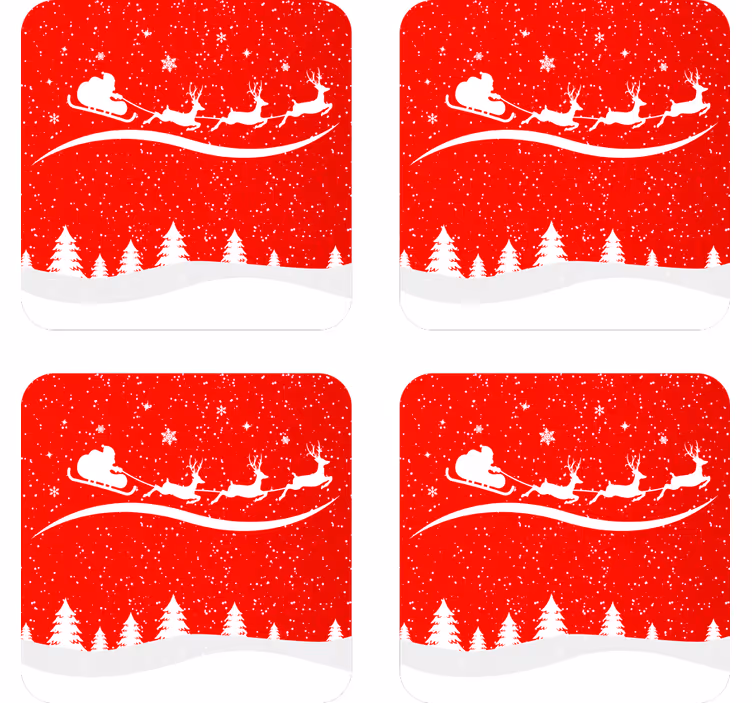 Posavasos navideño trineo de santa con renos - TenVinilo