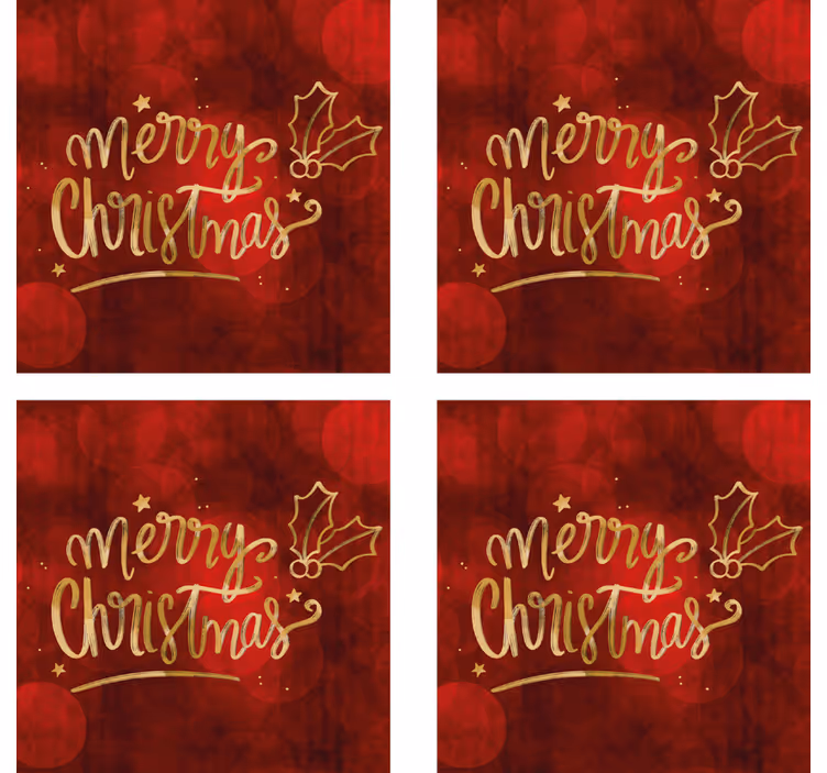 Posavasos navideños feliz navidad en rojo - TenVinilo
