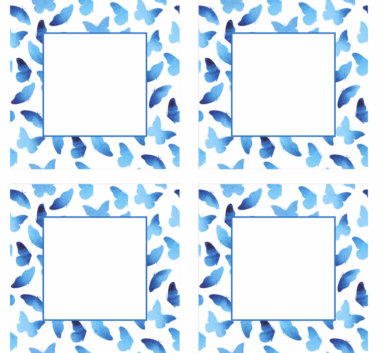 Posavasos personalizable patrón de mariposas azules - TenVinilo