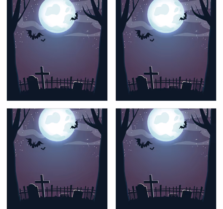 Posavasos halloween escena de noche espeluznante - TenVinilo