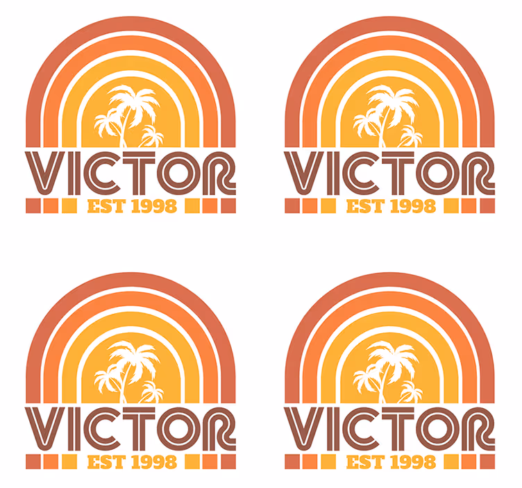 Posavasos personalizable emblema retro de palmeras - TenVinilo