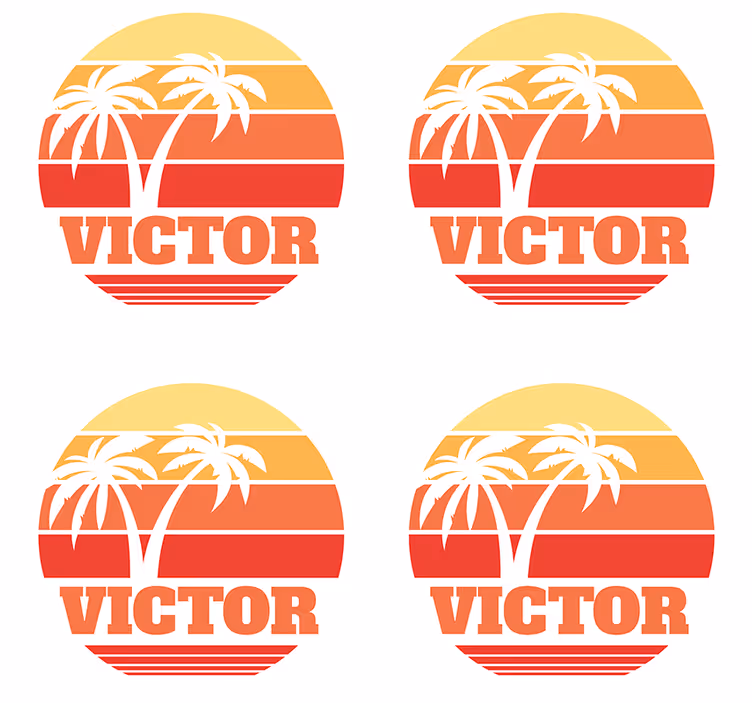 Posavasos personalizable atardecer tropical con palmeras - TenVinilo