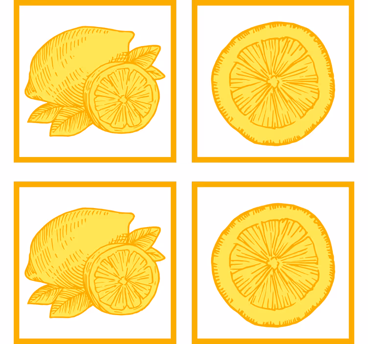 Posavasos de cítricos de dibujo de naranja y limón - TenVinilo