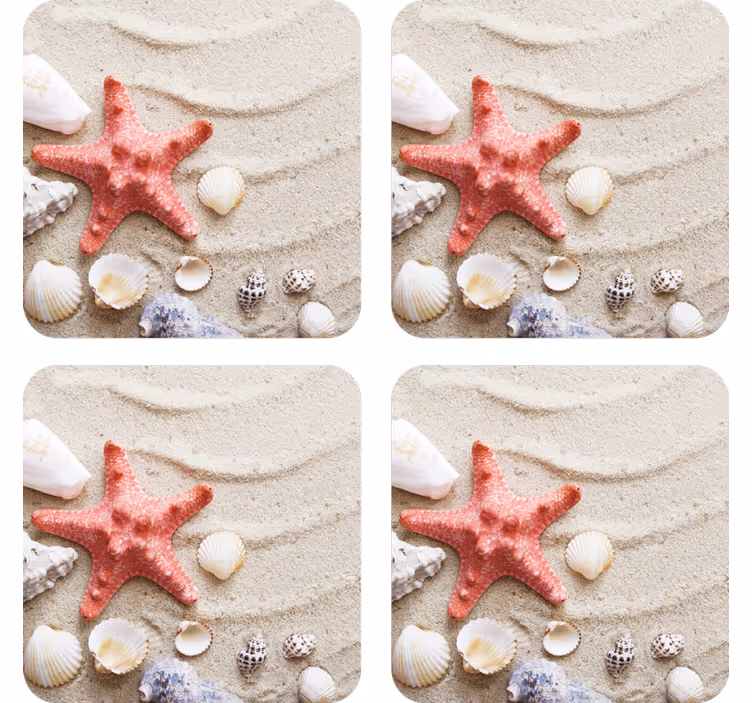 Posavasos moderno con acento de estrella de mar y concha - TenVinilo