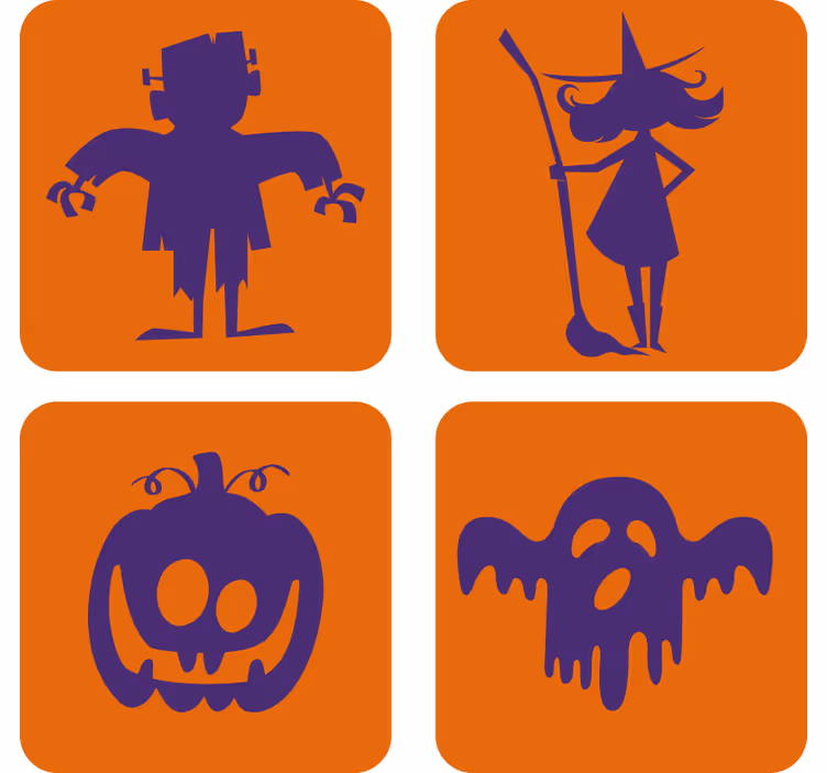 Posavasos halloween frankenstein bruja calabaza fantasma - TenVinilo