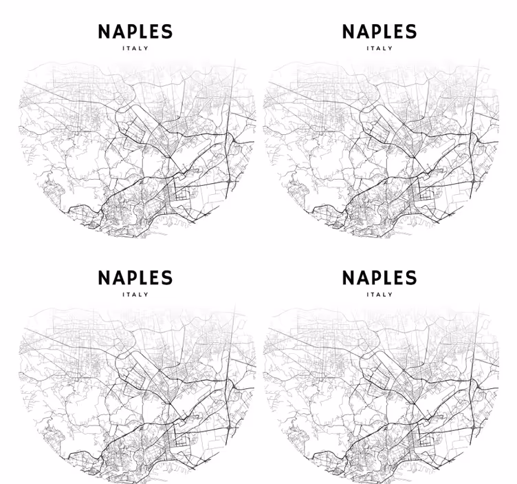 Posavasos personalizable mapa de nápoles contorno - TenVinilo