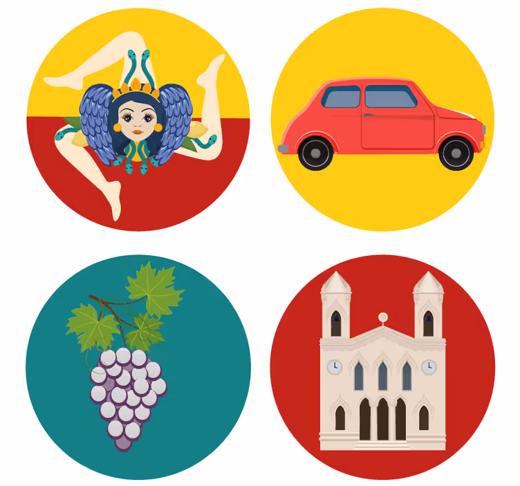 Posavasos moderno uvas de la mitología siciliana - TenVinilo