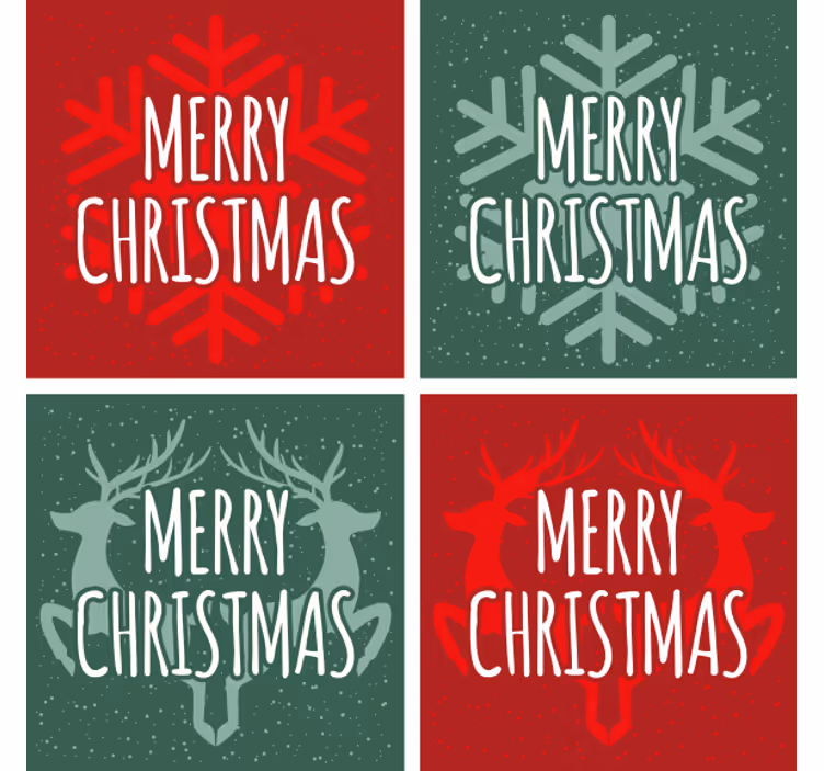Posavasos navideño patrones verdes y rojos - TenVinilo
