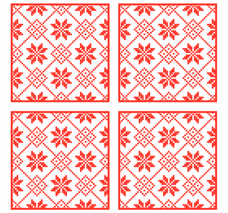 Posavasos navideño patrón floral rojo - TenVinilo