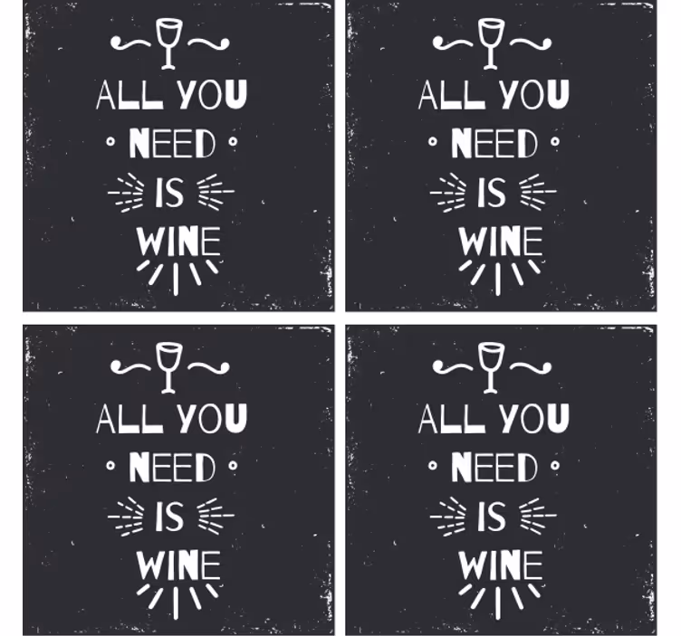 Posavasos con frases necesito vino para vivir - TenVinilo