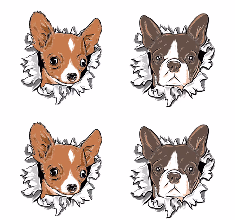 Posavasos frikis caras de chihuahua y bulldog - TenVinilo
