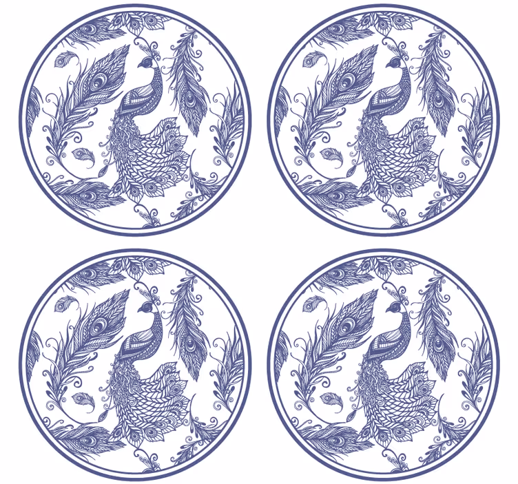 Posavasos azulejo Pavo real delftware - TenVinilo