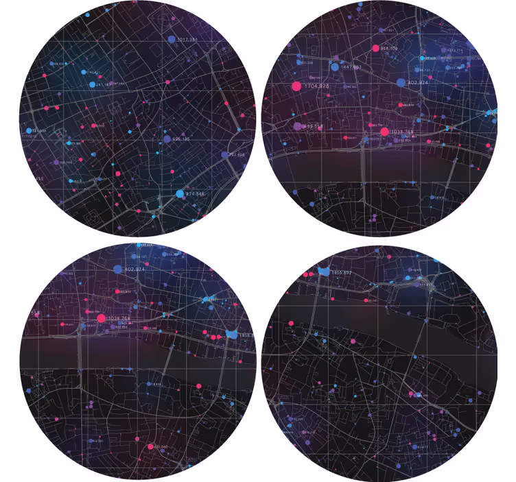 Posavasos moderno Mapa de diferentes ciudades - TenVinilo