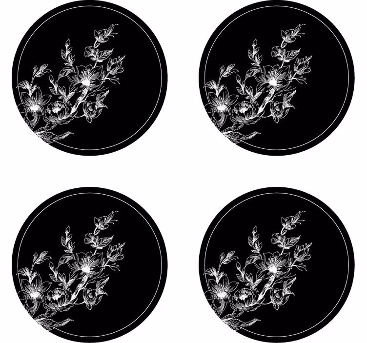 Posavasos arte lineal floral - TenVinilo