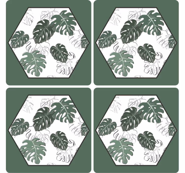 Monstera hexagonal más posavasos - TenVinilo