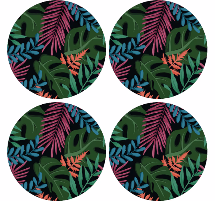 Posavasos patrones de hojas tropicales - TenVinilo