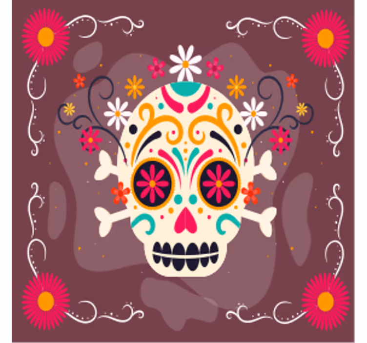 Posavasos halloween motivo de calaveras coloridas - TenVinilo