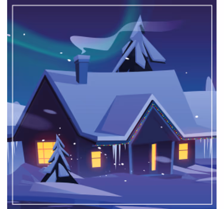 Posavasos navideño cabaña nevado con luces - TenVinilo