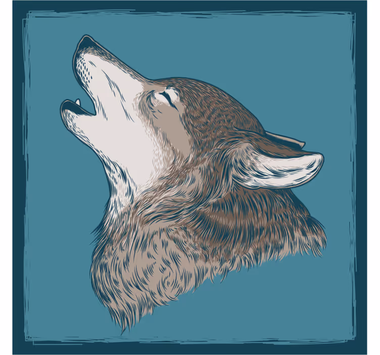 Posavasos moderno Ilustración de lobo salvaje - TenVinilo