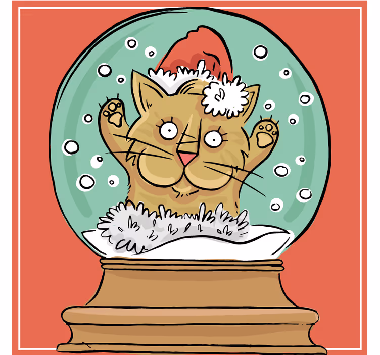 Posavasos navideño globo de nieve con gato festivo - TenVinilo