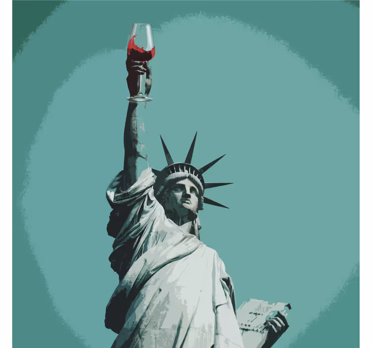 Estatua de la libertad con un vaso de posavasos de vid - TenVinilo