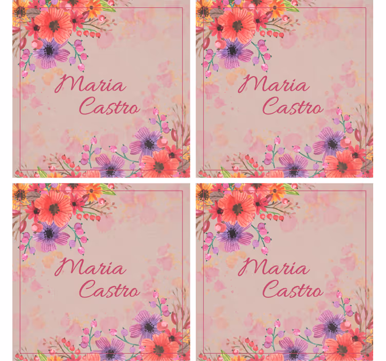 Posavasos personalizable con mejoras florales - TenVinilo