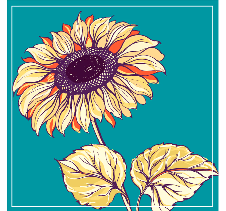 Posavasos cerveza ilustración de girasol vibrante - TenVinilo