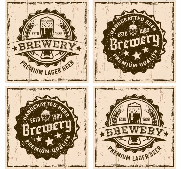 Posavasos cerveza diseño de insignia vintage - TenVinilo