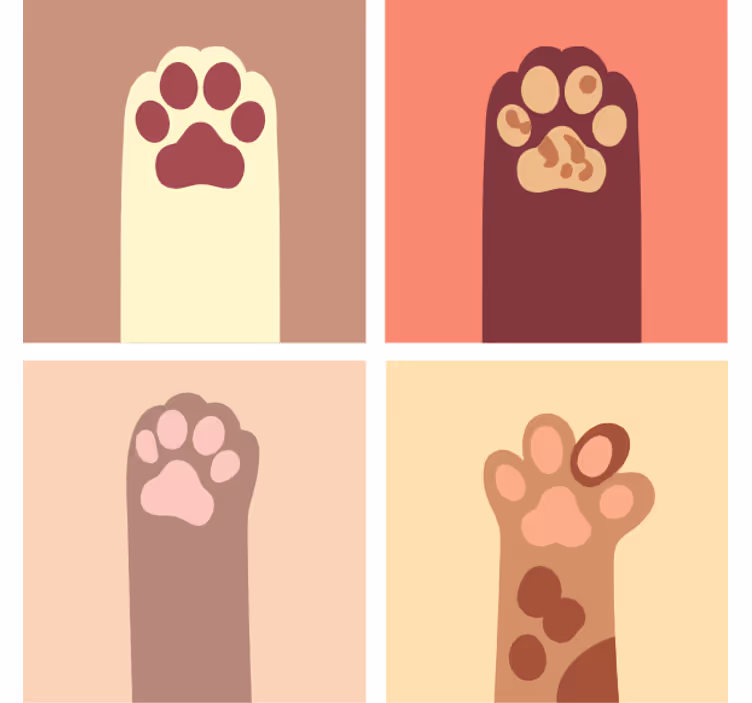 Posavasos moderno Dibujos animados de patas de gato - TenVinilo