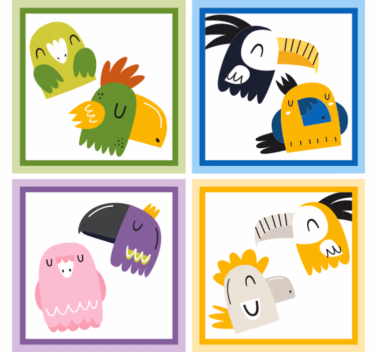Posavasos cerveza caras de pájaros coloridos - TenVinilo