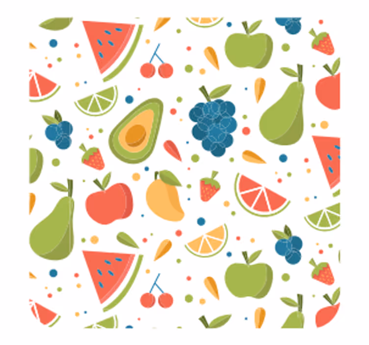 Posavasos moderno con motivo de frutas vibrantes - TenVinilo