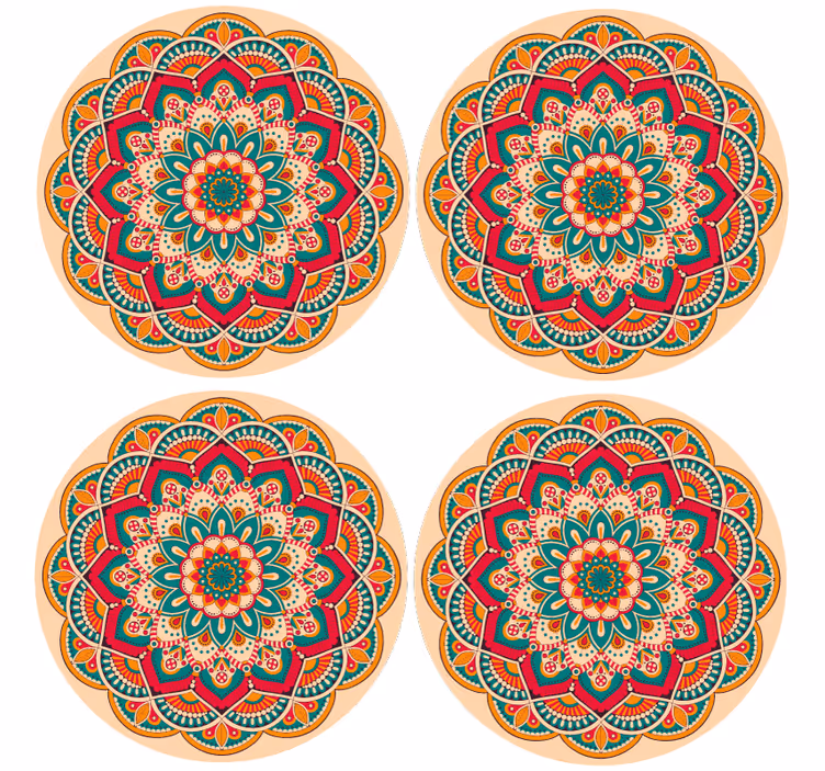 Posavasos moderno forma redonda con patrón de mandala - TenVinilo