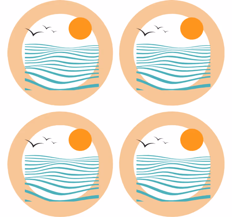 Posavasos moderno patrón de olas al atardecer - TenVinilo