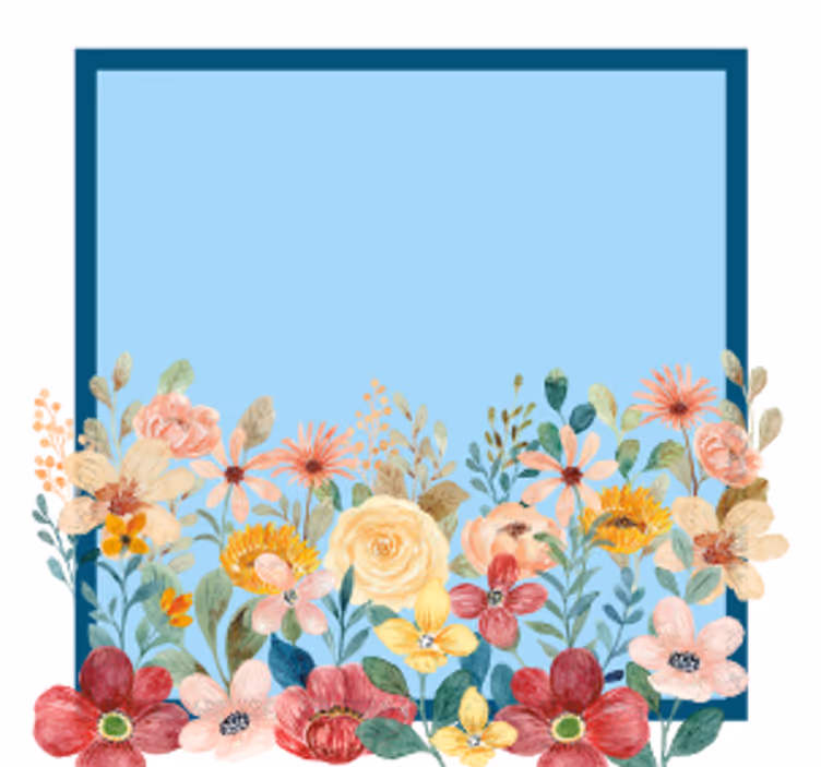 Posavasos personalizable diseño de borde floral - TenVinilo