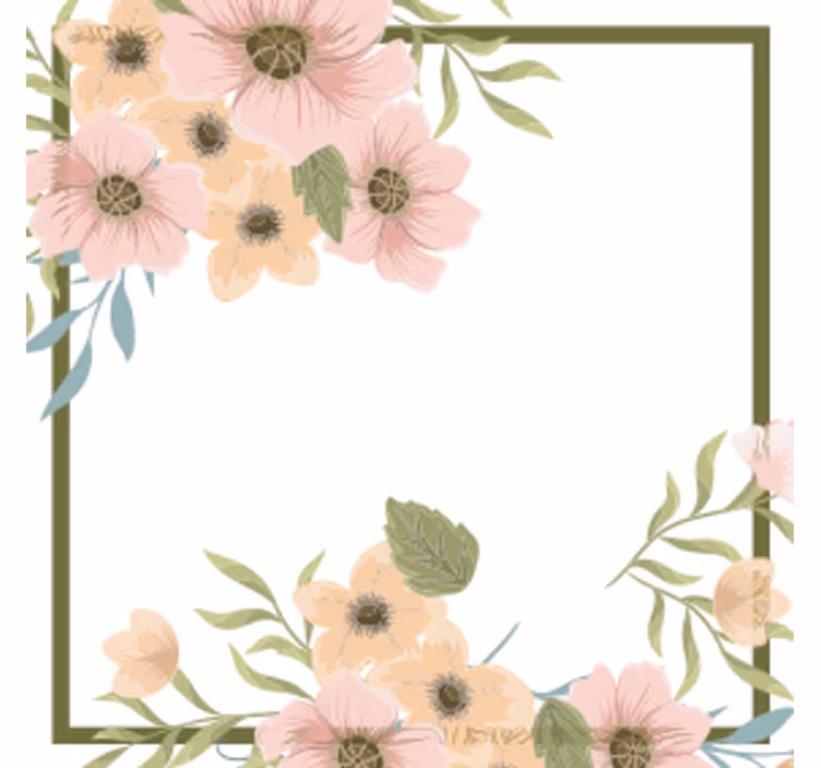 Posavasos moderno marco con bordes florales - TenVinilo