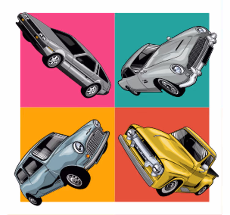 Posavasos vintage cuarteto de coches clásicos - TenVinilo