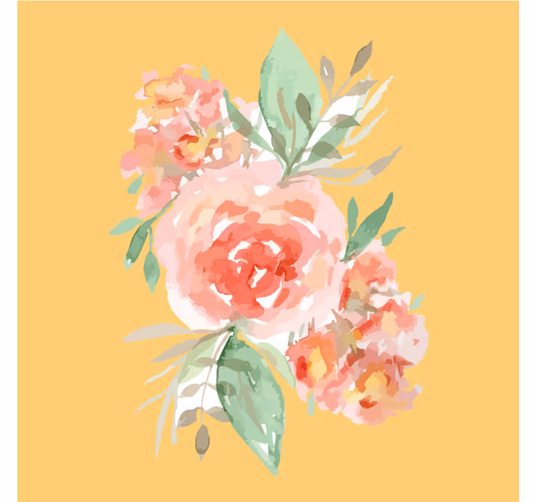 Posavasos moderno ramo de flores acuareladas - TenVinilo