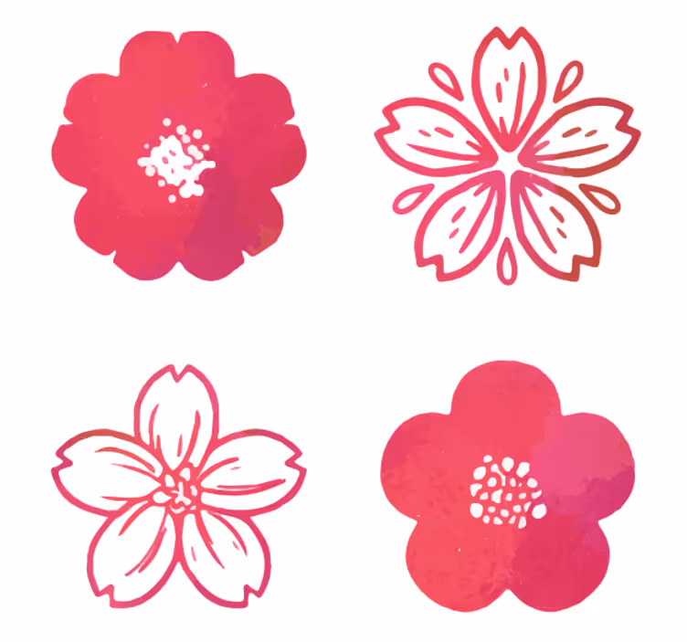 Posavasos moderno Flor de cerezo roja - TenVinilo