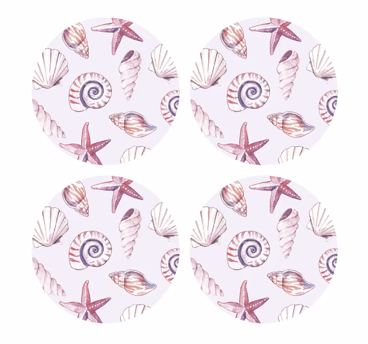 Posavasos frikis con patrones de conchas y estrellas - TenVinilo