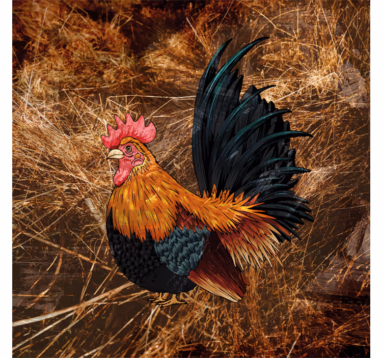 Posavasos vintage arte del gallo colorido - TenVinilo