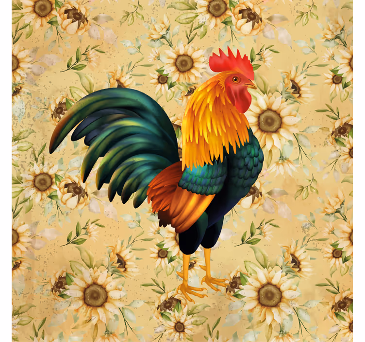 Posavasos frikis ilustración de gallo colorido - TenVinilo