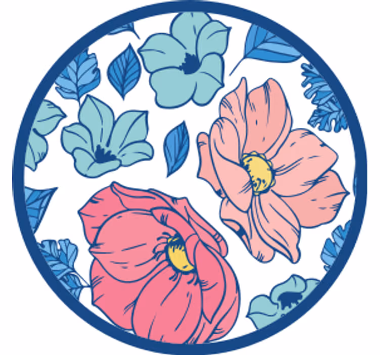 Posavasos moderno círculo con patrón floral - TenVinilo