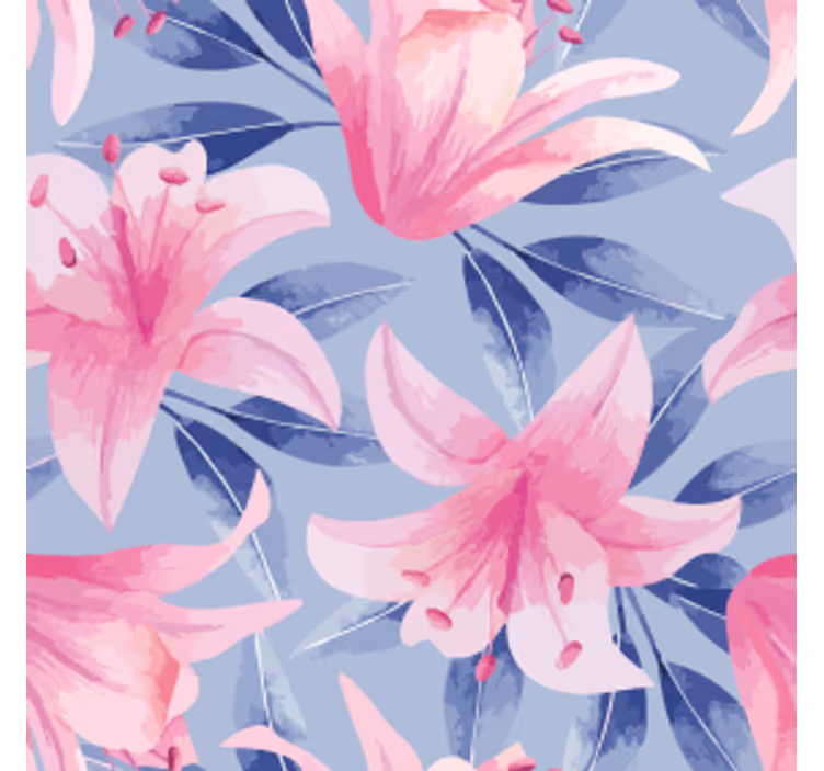 Posavasos patrón floral con lirios rosados - TenVinilo
