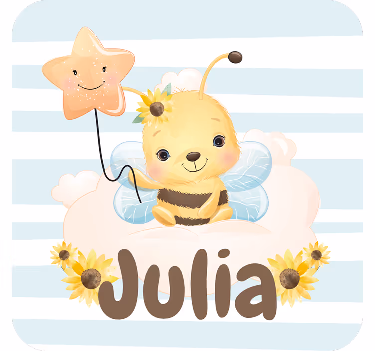Posavasos personalizable abeja linda con estrella - TenVinilo