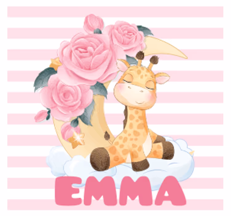 Posavasos personalizable jirafa con crescent floral - TenVinilo