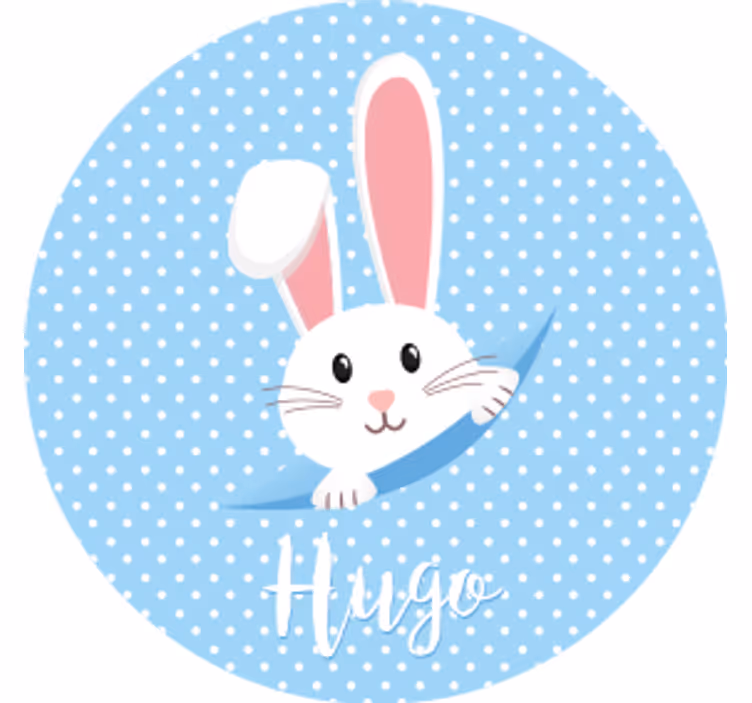 Posavasos personalizable Lindo conejito para niño con nombre - TenVinilo